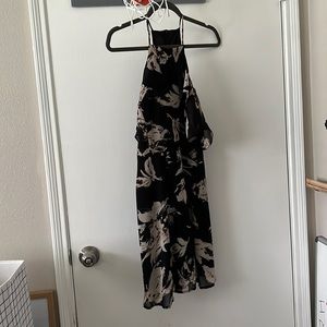 Black and Beige Floral Mini Dress